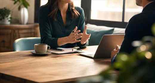 Échange professionnel dans un espace lumineux